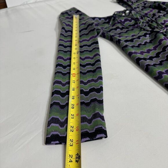 Zara Womens Dress Sz S Green Purple Metalic Geometric Striped Cutout Long Sleeve - Picture 6 of 12
